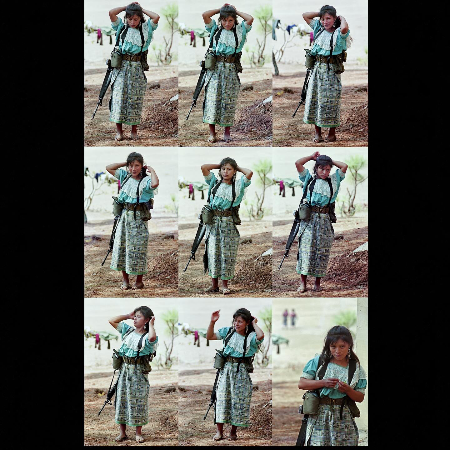 Indigenous guerrilla woman sequence, Nebaj, Guatemala 1997.